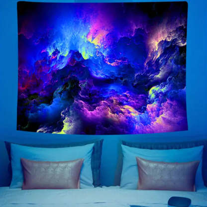 Vibrant Galaxy Fluorescent Tapestry – Glow-in-the-Dark Decor