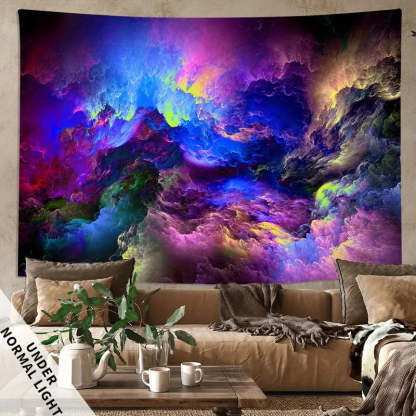 Vibrant Galaxy Fluorescent Tapestry – Glow-in-the-Dark Decor