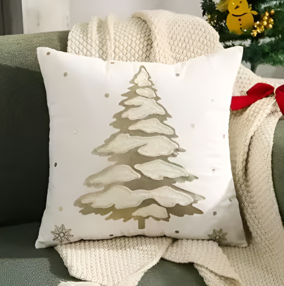 Holiday Letter Snowflake Embroidered Decorative Square Cushion Cover