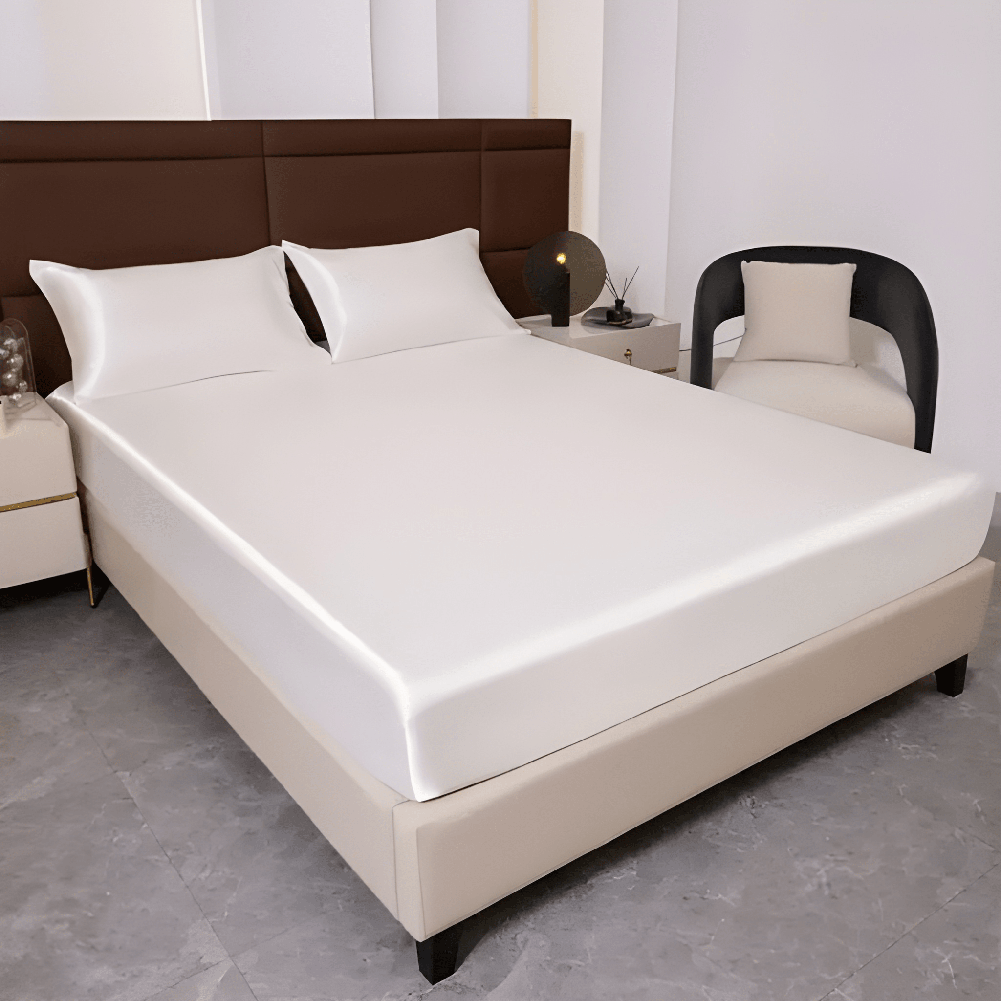 3 Piece Solid Color Smooth Fitted Bedding Sheet Set