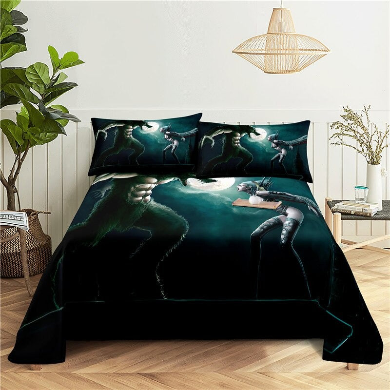 Printed Cartoon Colorful Bedding Set