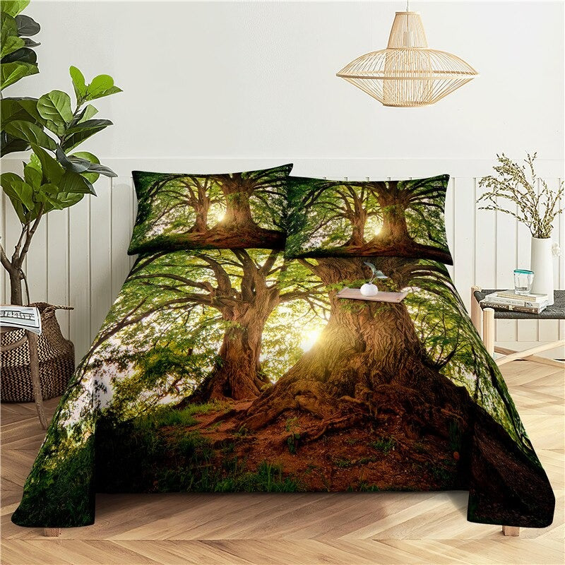 Printed Maple Leaves Bedding Set