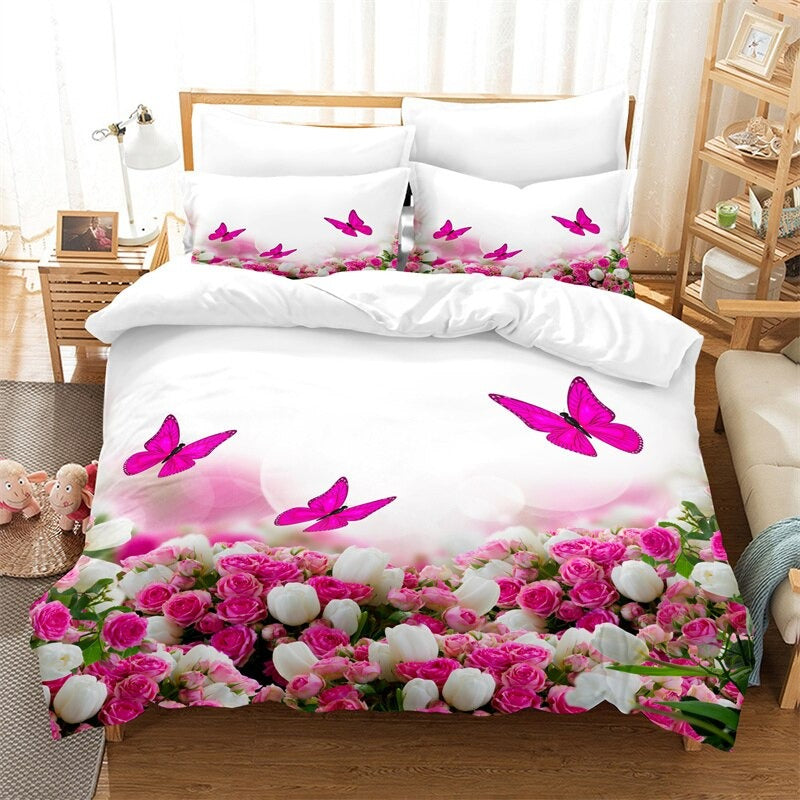 Butterfly Printed Bedding Cover Set