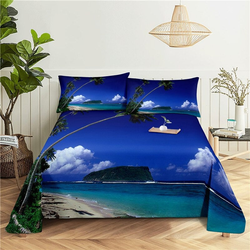 Coconut Tree Bed Flat Bedding Set