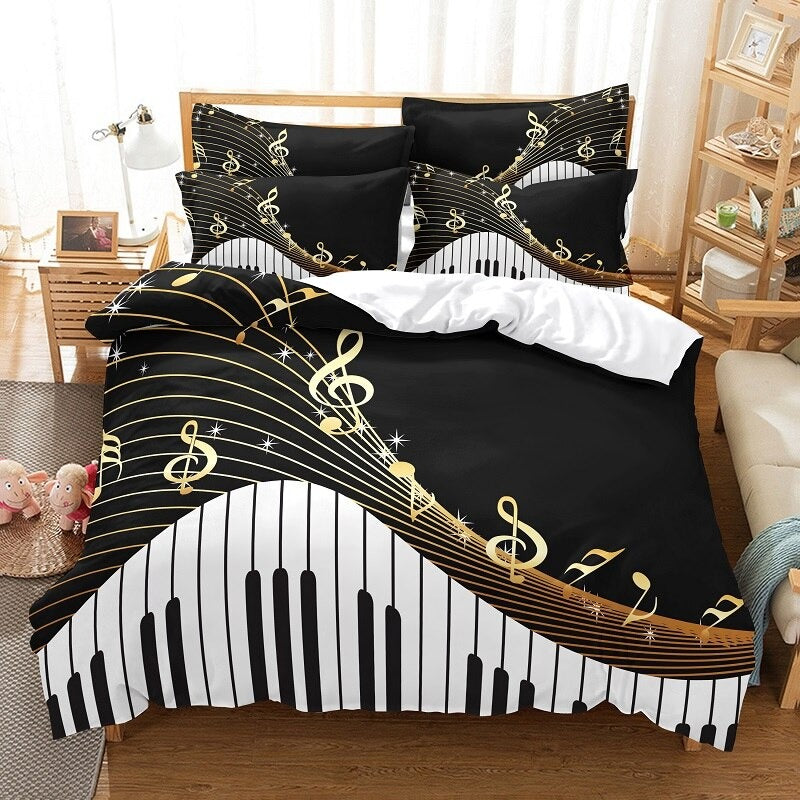 Musical Note Linen Fashion Duvet Cover Set