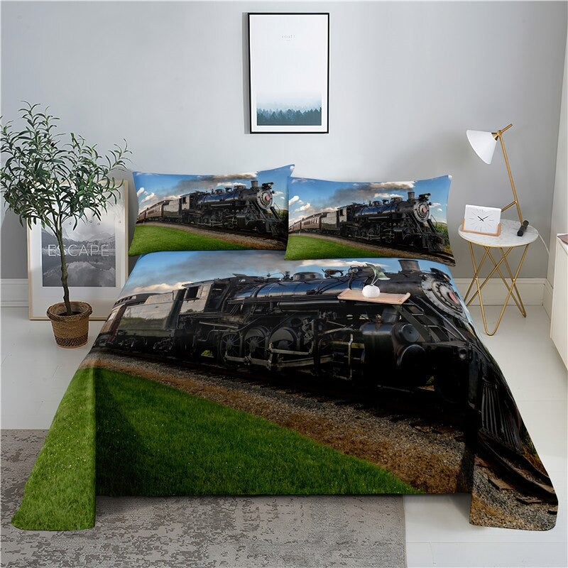 Train Print Bedding Set