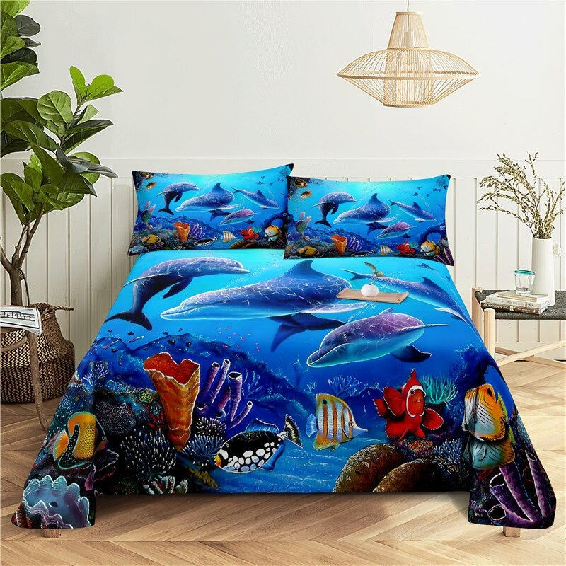 Printed Dolphins Bedding Set