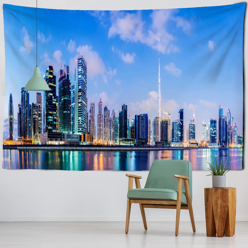 City Neon Night View Tapestry Wall Hanging Tapis Cloth