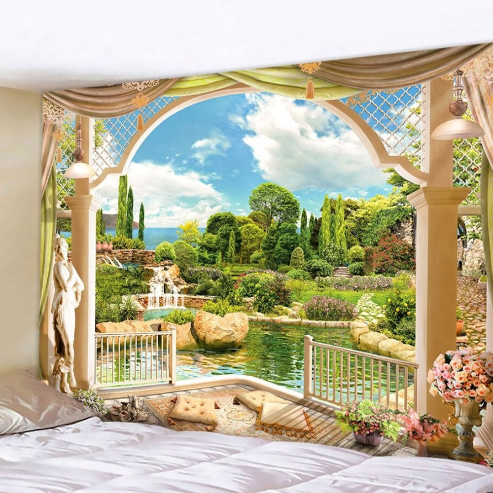 Corridor Landscape Scenery Tapestry Wall Hanging Tapis Cloth
