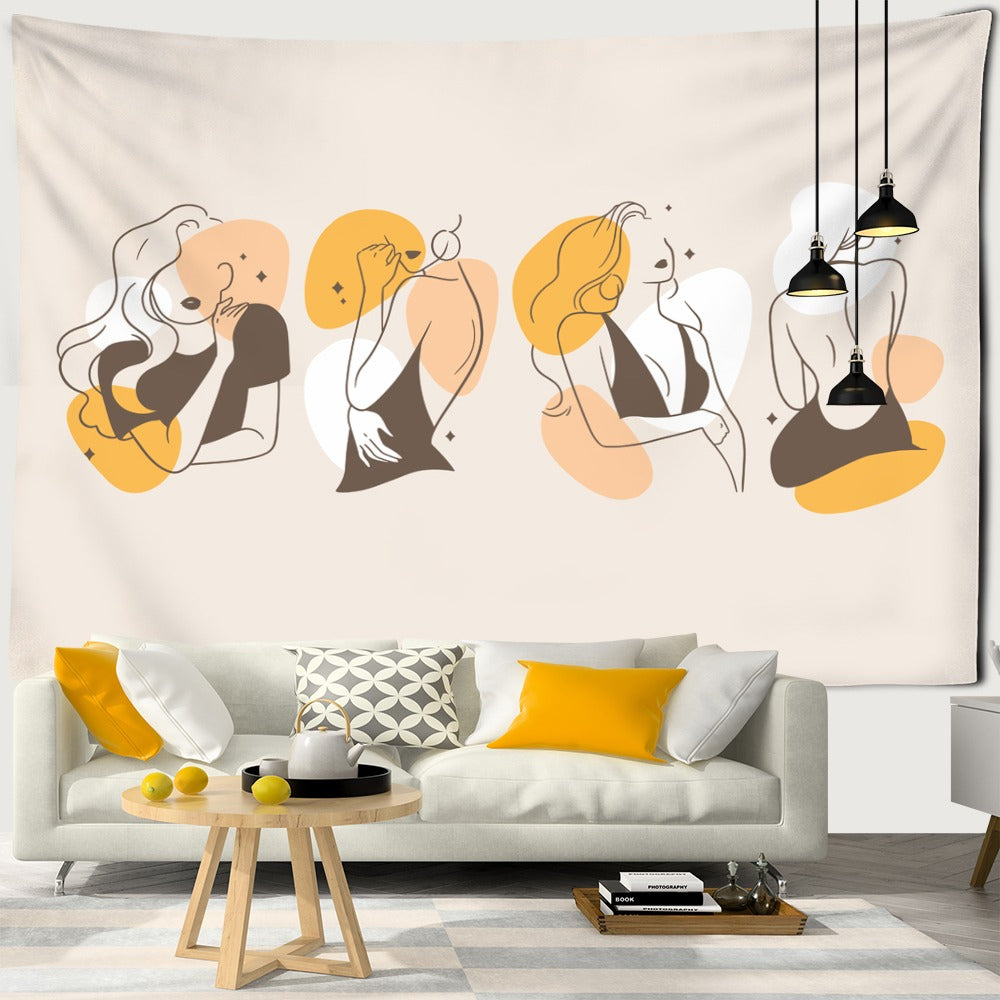 Character Line Strokes Tapestry Wall Hanging Tapis Cloth
