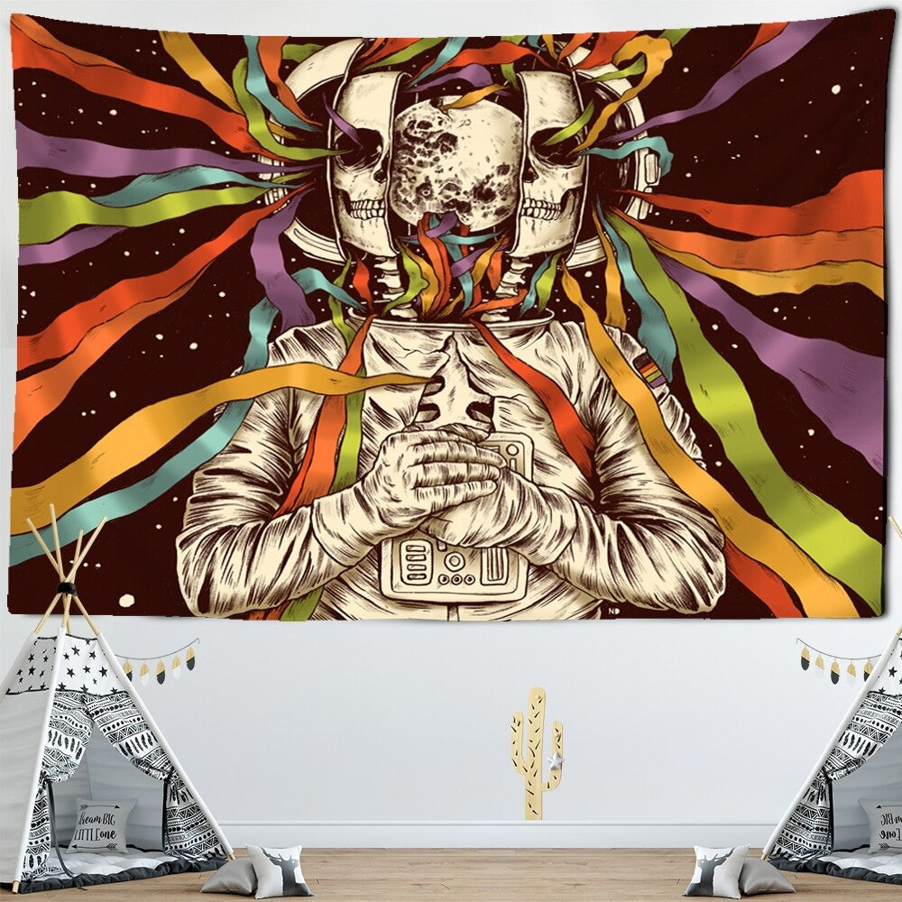 Nordic Style Skull Astronaut Tapestry Wall Hanging Tapis Cloth