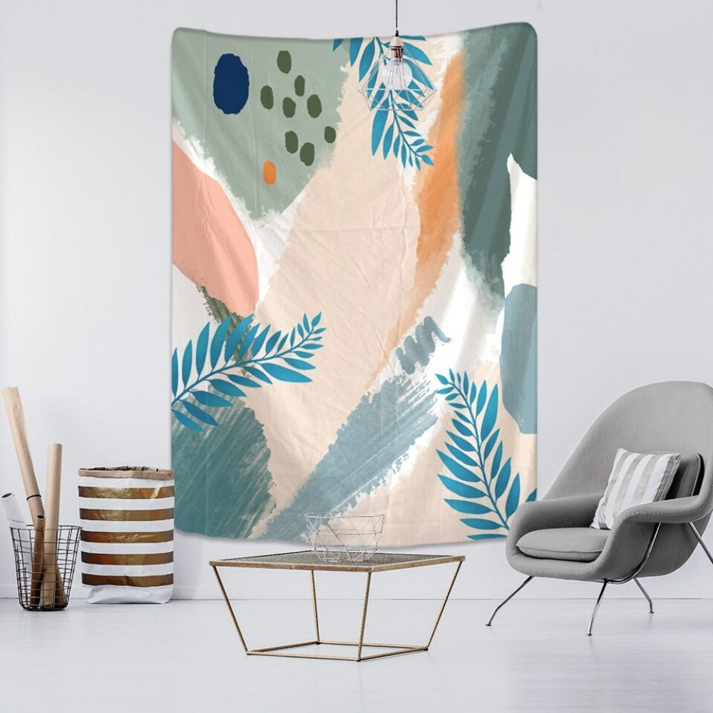 Plants Leaf Illustration Tapestry Wall Hanging Tapis Cloth