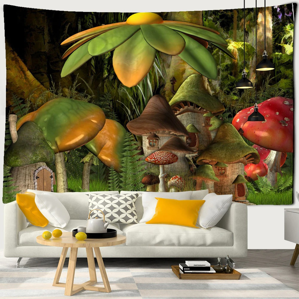 Mushroom Design Tapestry Wall Hanging Tapis Cloth