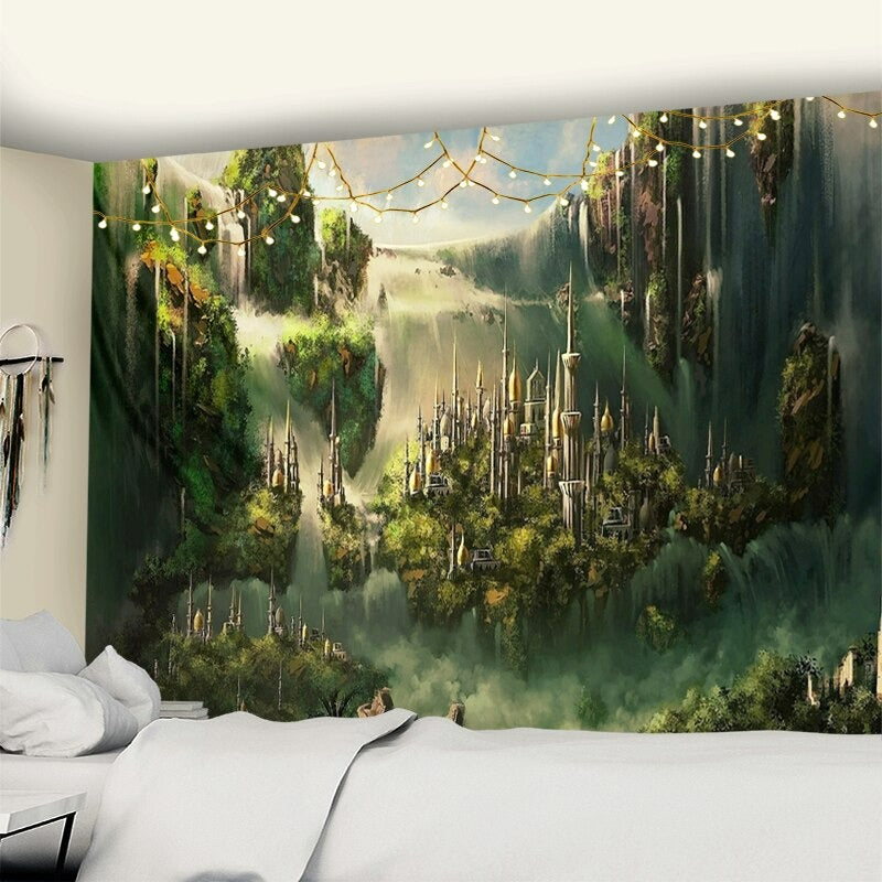 Future Industrial Building Tapestry Wall Hanging Tapis Cloth