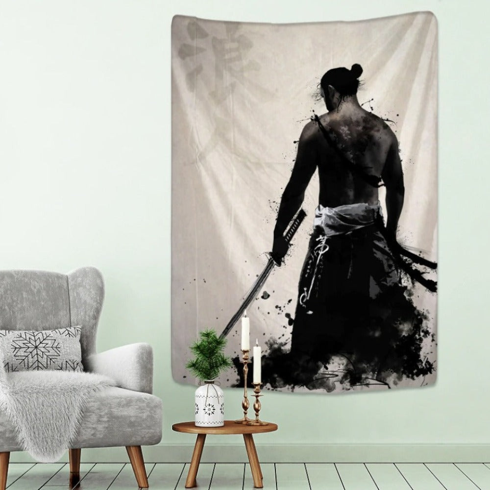 Samurai Print Tapestry Wall Hanging Tapis Cloth