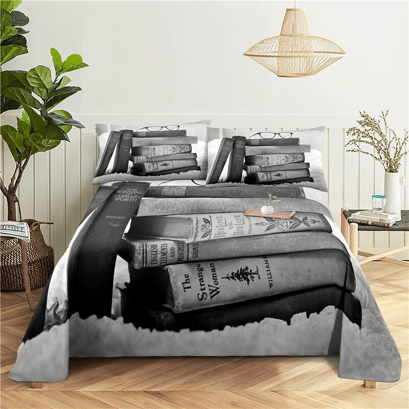 Books Digital Printing Bedding Set