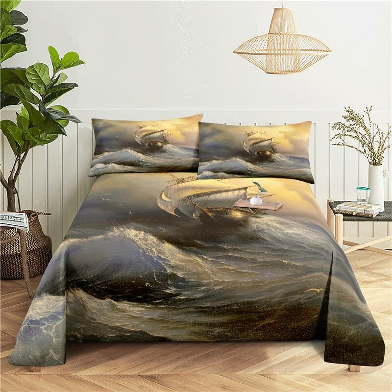 Navigation Pattern Printed Bedding Set