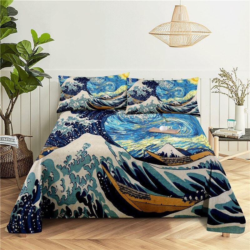 Unique Design Print Flat Bedding Set