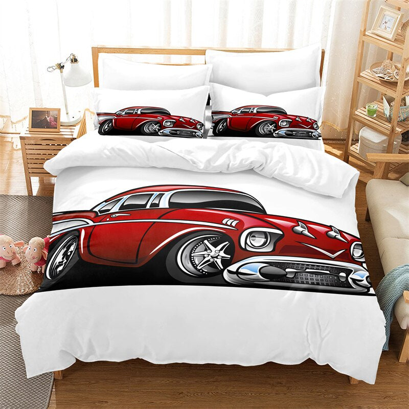 Printed Car Bedding Set