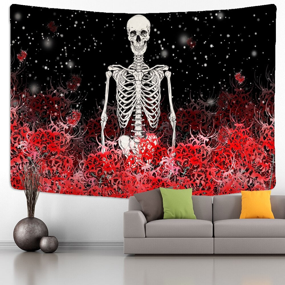 Skull Yoga Tapestry Wall Hanging Tapis Cloth