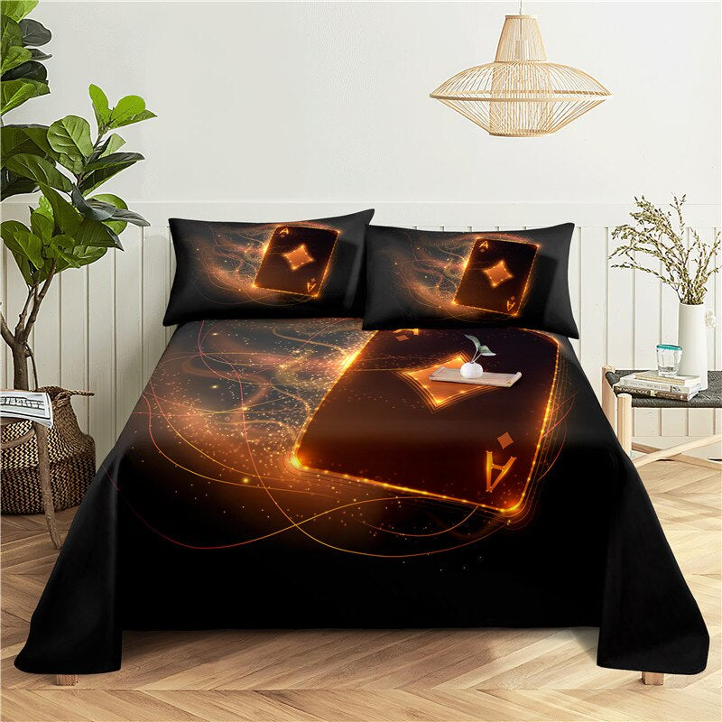 Magic Card Print Flat Bedding Set