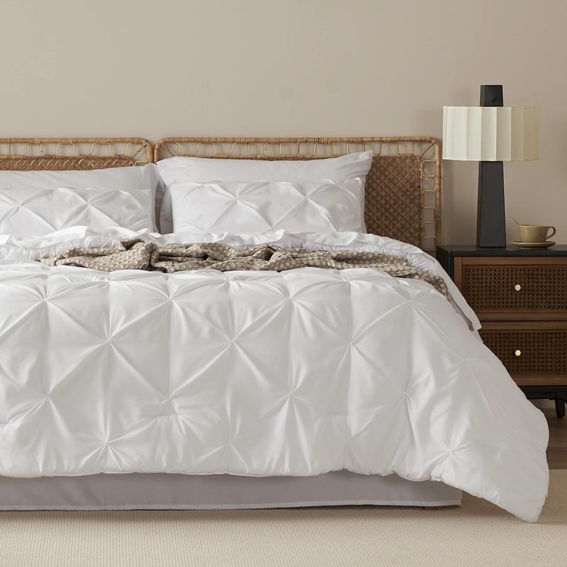 Pack Of 7 Pintuck Bedding Set With Geometric Pattern For All Season Bedroom Decor