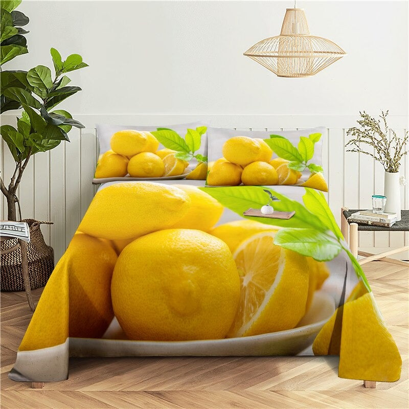 Fresh Fruit Print Bed Flat Bedding Set