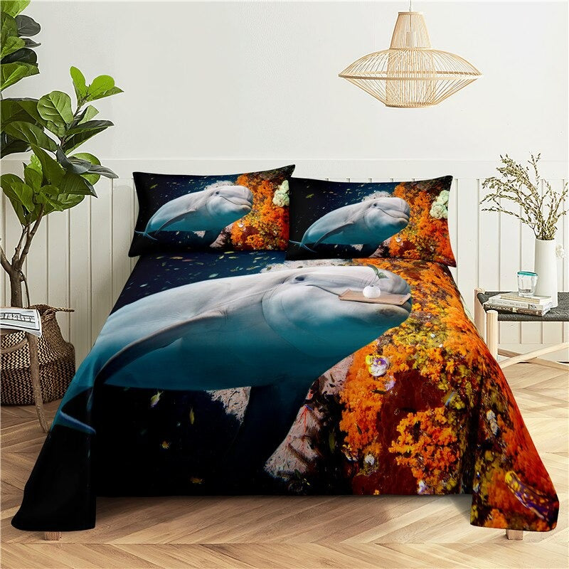 Printed Dolphins Bedding Set