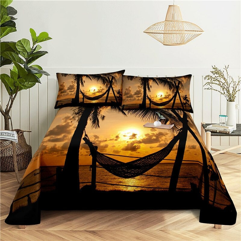 Beach Print Digital Bedding Set