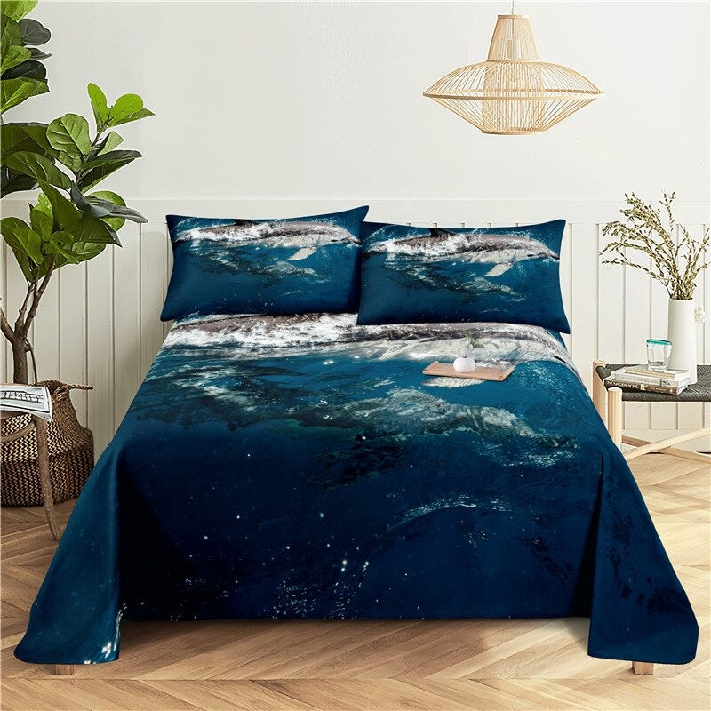 Printed Dolphins Bedding Set