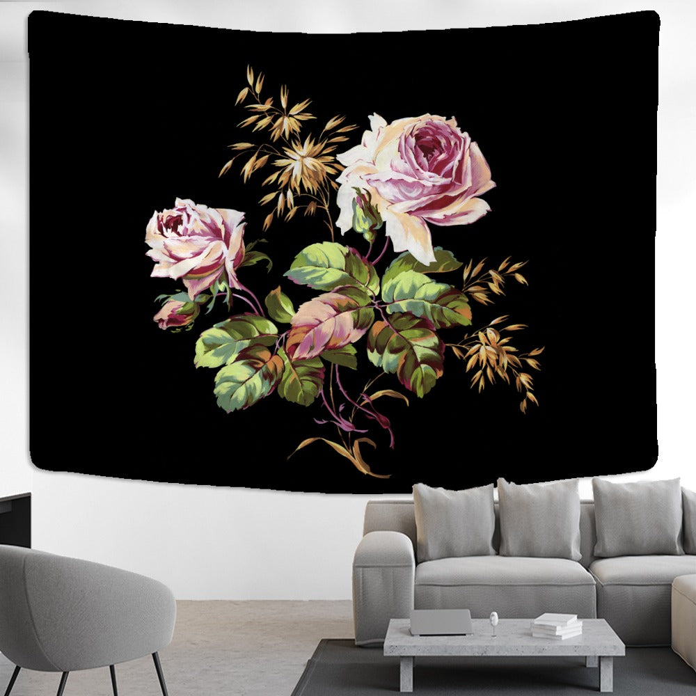 Gerbera Tapestry Wall Hanging Black Background Cloth