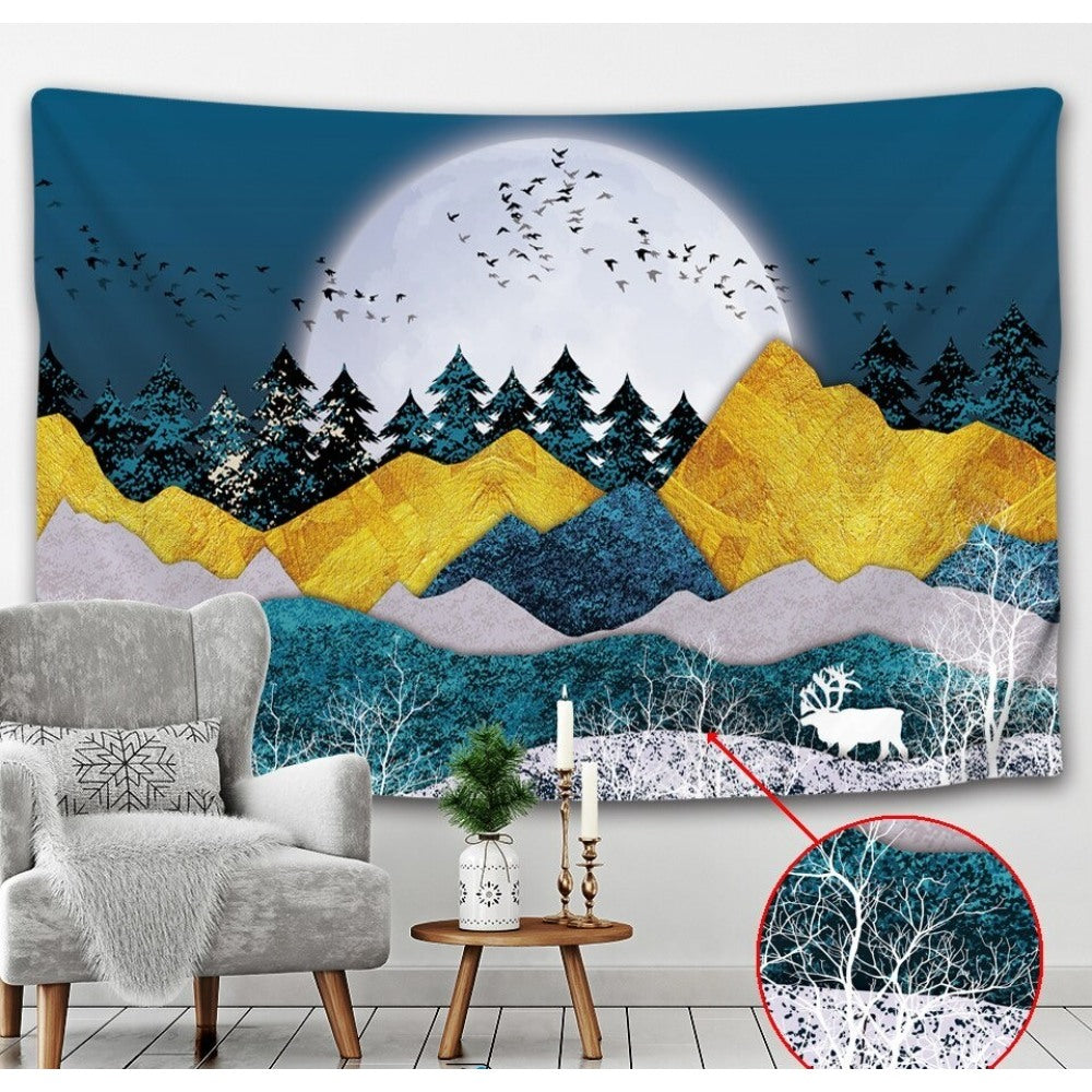 Moon Snow Mountain Tapestry Wall Hanging Tapis Cloth