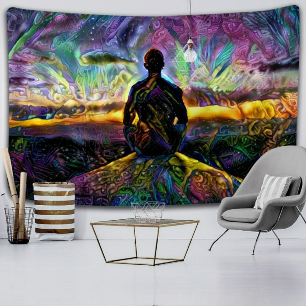 Indian Buddha Statue Tapestry Wall Hanging Tapis Cloth