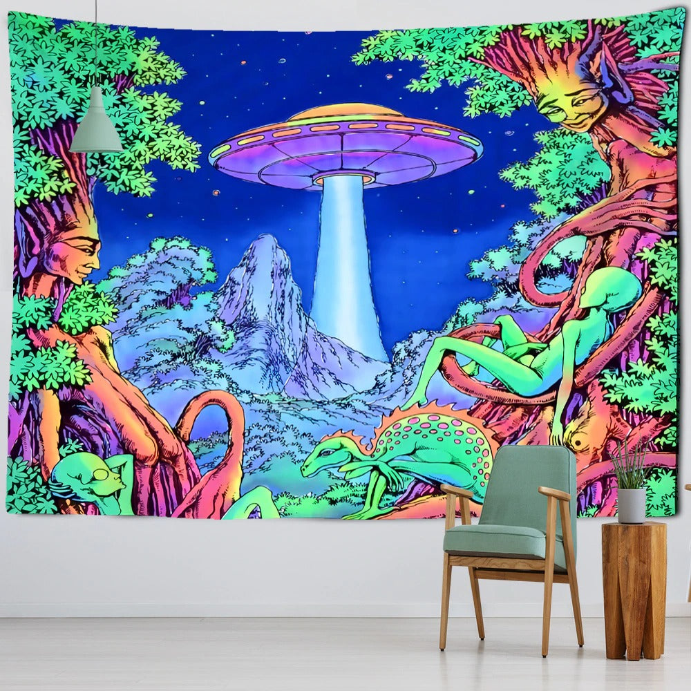 Alien Spaceship Tapestry Wall Hanging Tapis Cloth