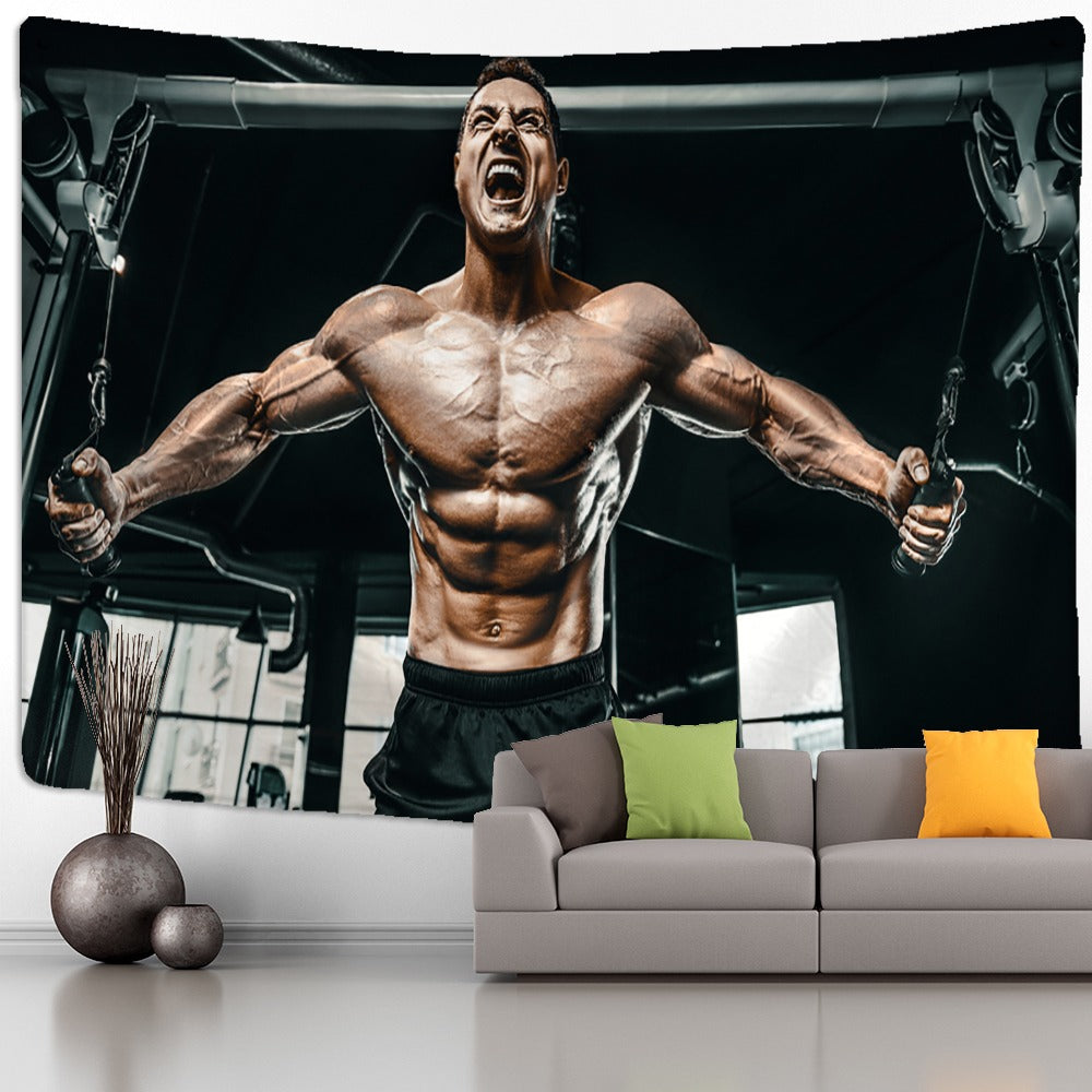 Fitness Muscle Man Tapestry Wall Hanging Tapis ClothFitness Muscle Man Tapestry Wall Hanging Tapis Cloth - Image 2