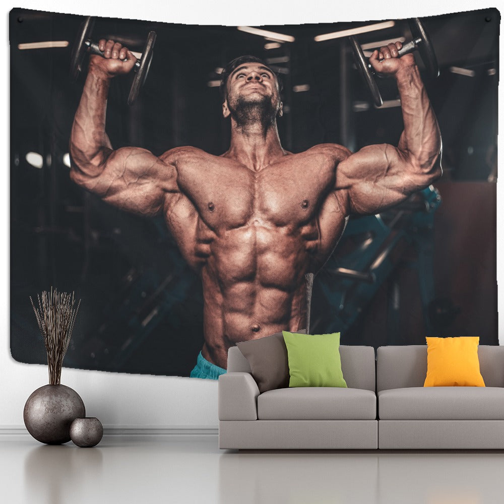 Fitness Muscle Man Tapestry Wall Hanging Tapis ClothFitness Muscle Man Tapestry Wall Hanging Tapis Cloth - Image 4