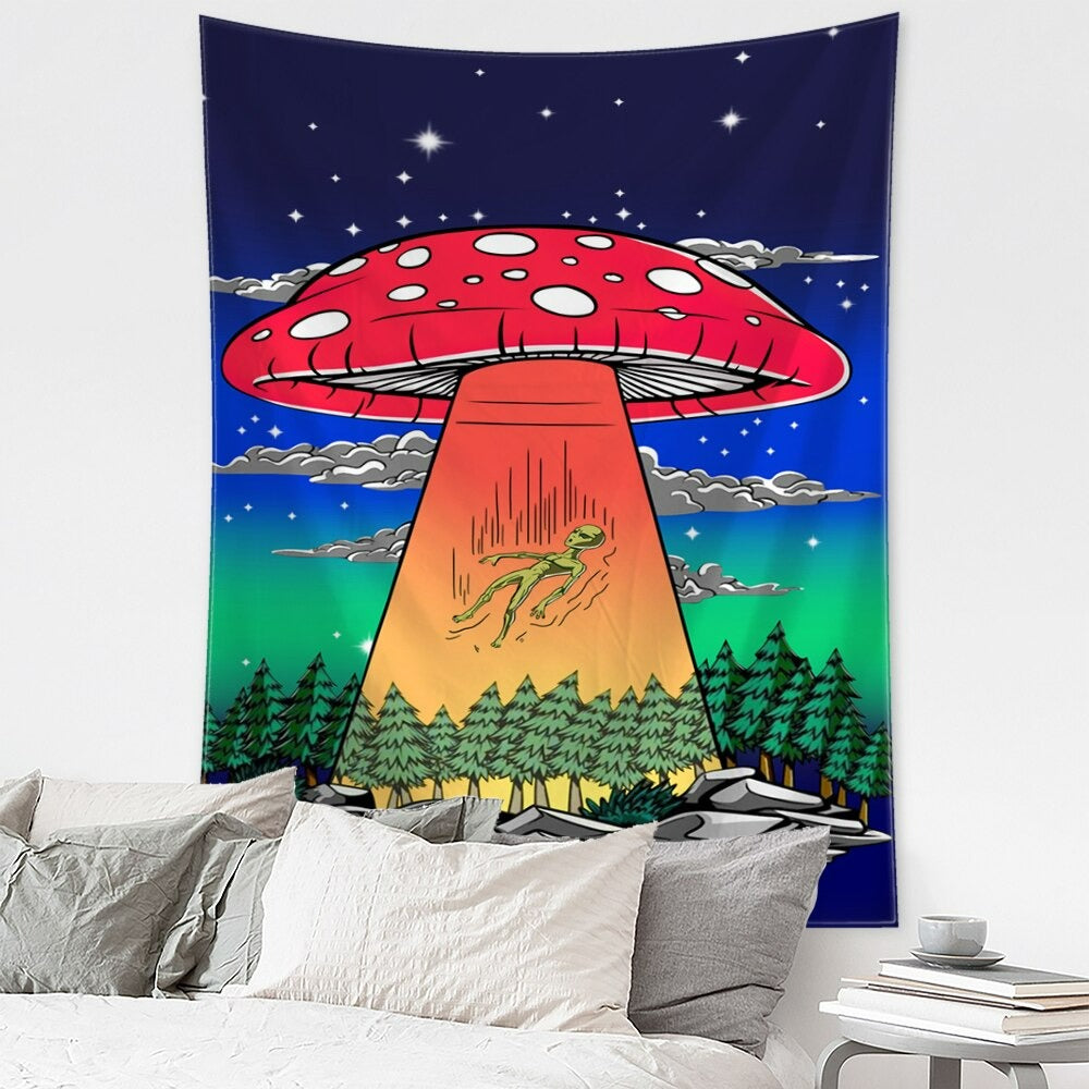 Mushroom Alien Tapestry Wall Hanging Tapis Cloth