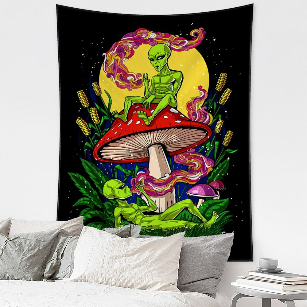 Mushroom Alien Tapestry Wall Hanging Tapis Cloth