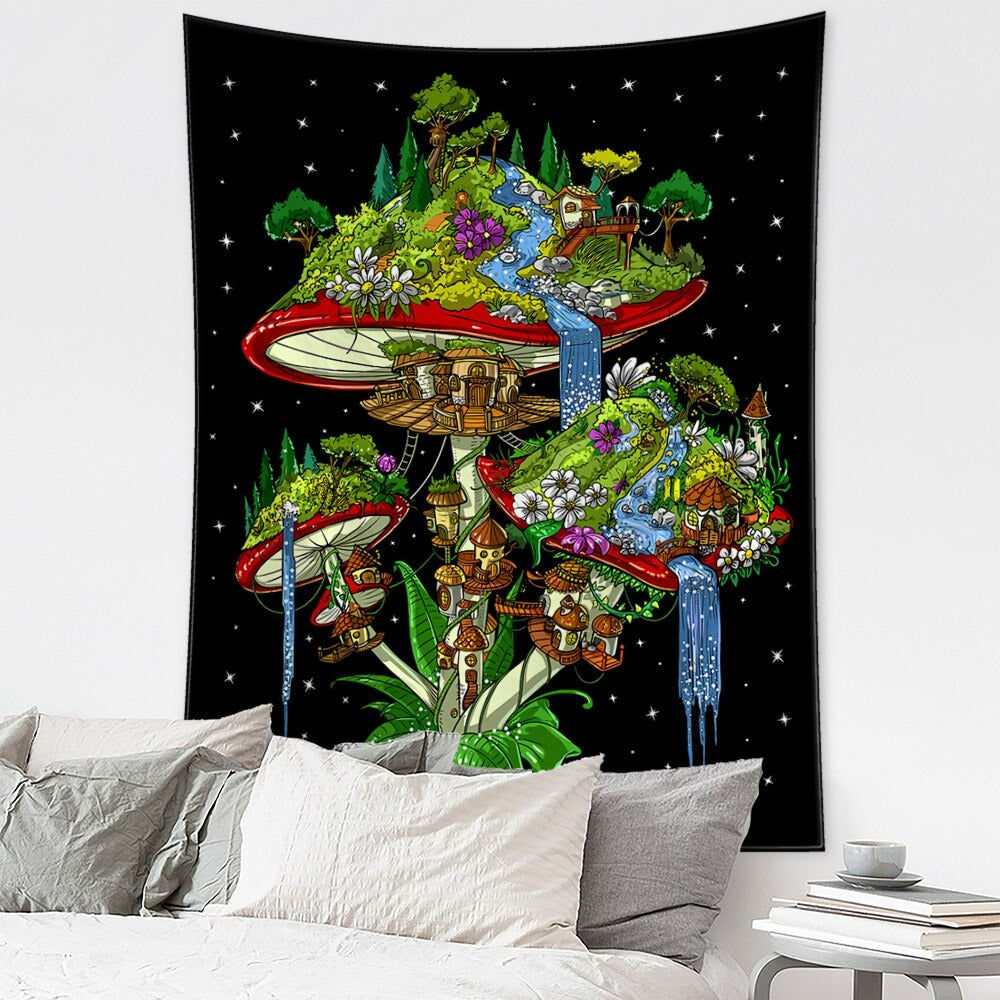 Mushroom Alien Tapestry Wall Hanging Tapis Cloth