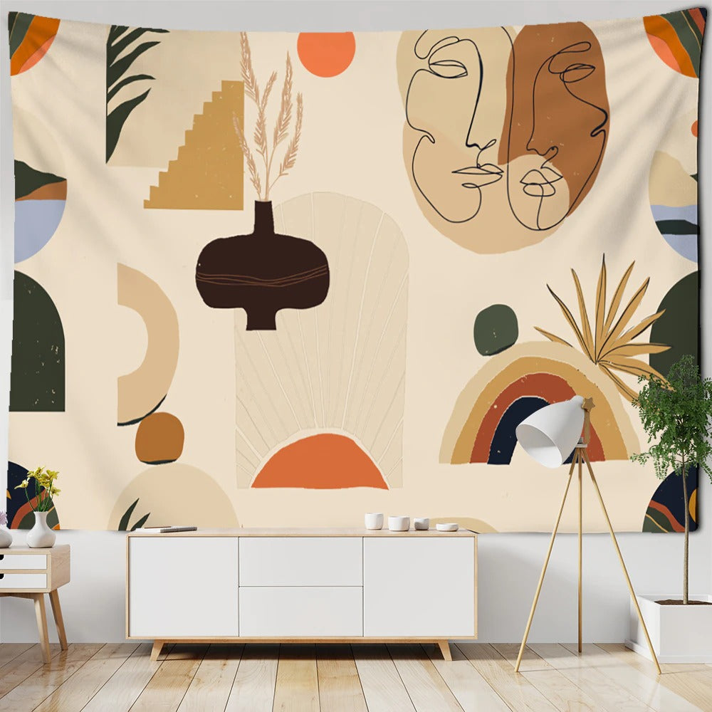 Retro Illustration Tapestry Wall Hanging Tapis Cloth