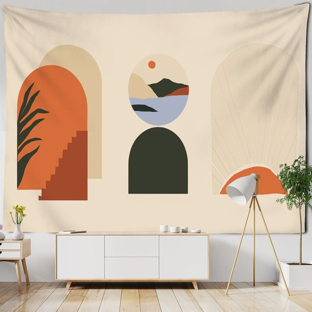 Retro Illustration Tapestry Wall Hanging Tapis Cloth