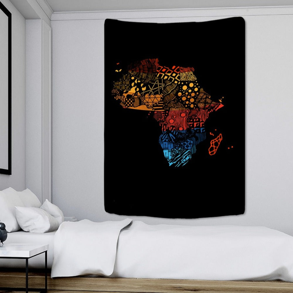 Doodle Map Tapestry Wall Hanging Tapis Cloth