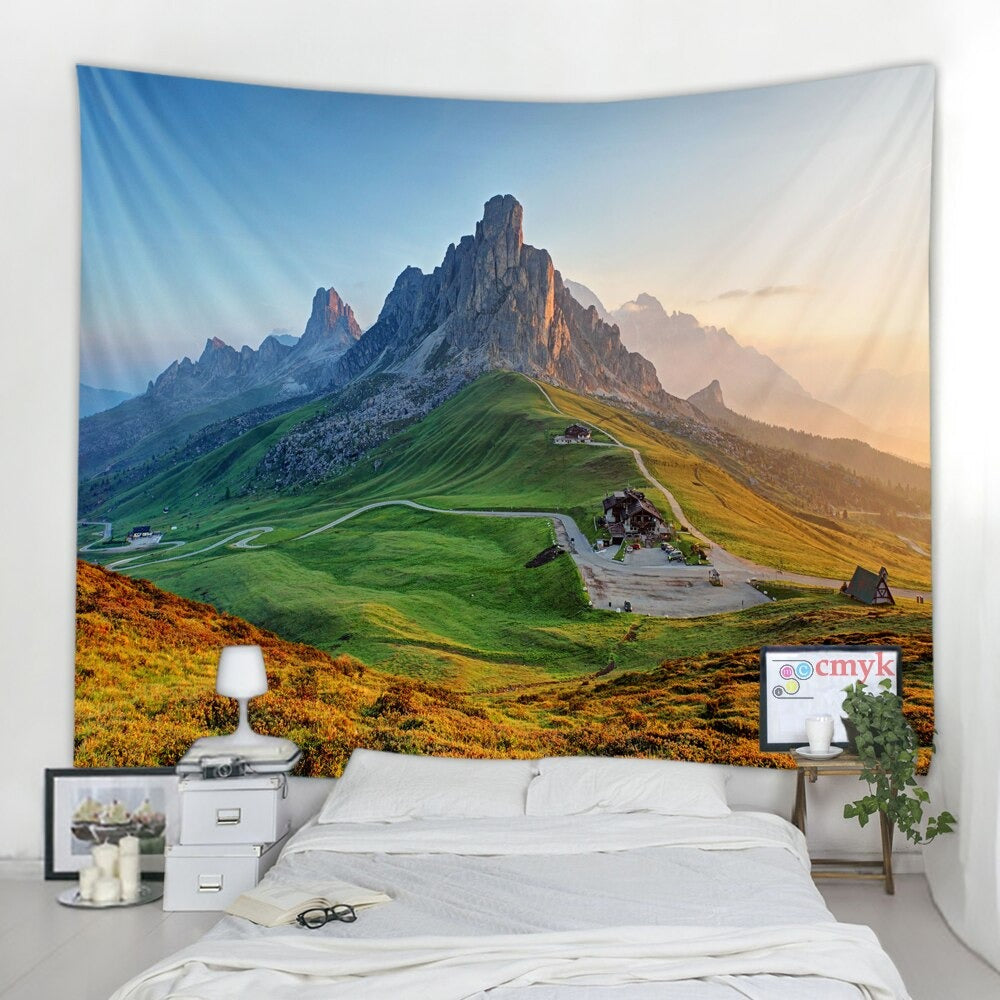 Mountain Rolling Lake Tapestry Wall Hanging Tapis Cloth
