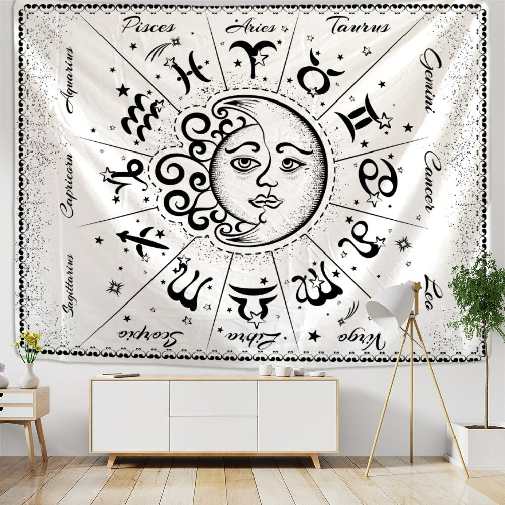 Zodiac Sign Theme Tapestry Wall Hanging Tapis Cloth