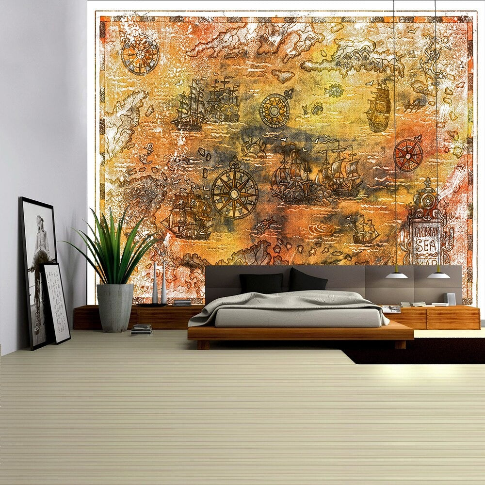 High-Definition Map Tapestry Wall Hanging Tapis Cloth