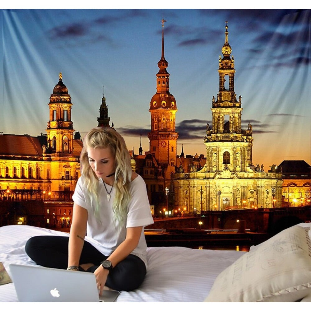 City Night Scene Tapestry Wall Hanging Tapis Cloth
