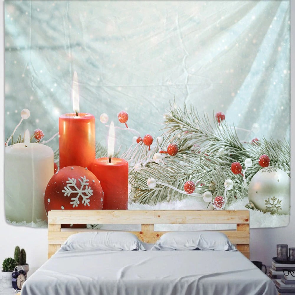 Snowy Christmas Background Tapestry Wall Hanging