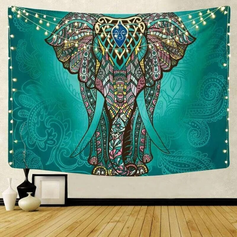 Colorful Elephant Tapestry Wall Hanging Tapis Cloth