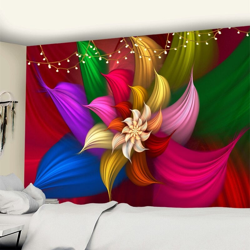 Indian Colorful Flower Tapestry Wall Hanging Tapis Cloth