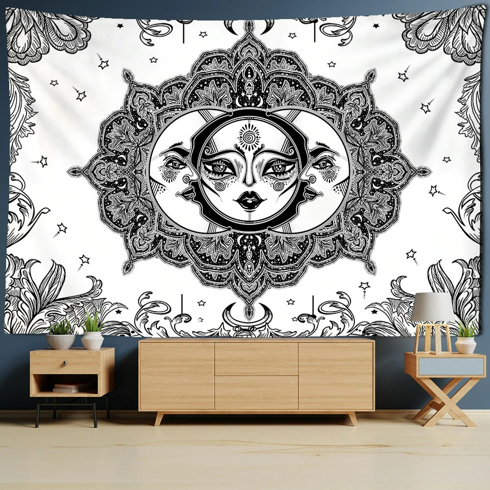 Moon Faces Tapestry Wall Hanging Tapis Cloth